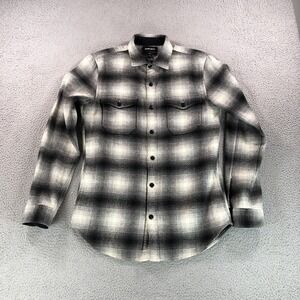 Bonobos Shirt Jacket Adult Medium Long Black Gray Flannel Shadow Slim Wool Blend